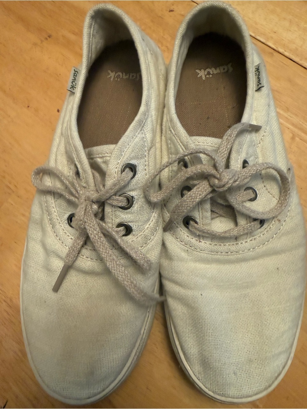 Sanuk Women’s Hemp Lace-Up Sneakers in Cream/Off-White